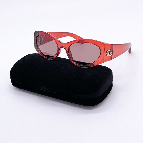 NEW GUCCI GG1401S 003 RED WOMEN OVAL SUNGLASSES - Picture 1 of 11